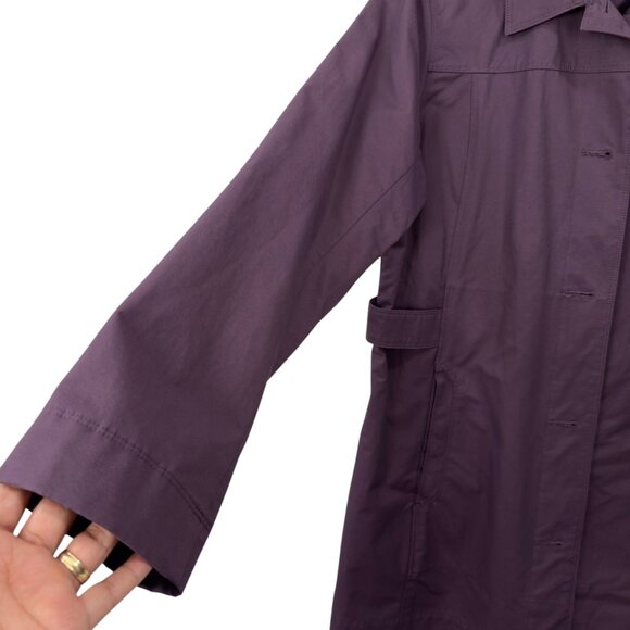 Eddie Bauer Womens Purple Trench Coat SZ L Button Closure Unlined Classic Style - Picture 9 of 11